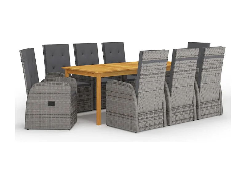 Juego de comedor de jardín muebles de exterior 9 piezas gris 02_0014091