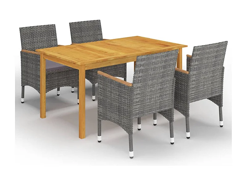 Juego de comedor de jardín muebles de exterior 5 piezas gris 02_0013772