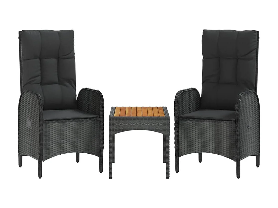 Juego de comedor de jardín muebles de exterior 4 piezas con cojines negros 02_0013691