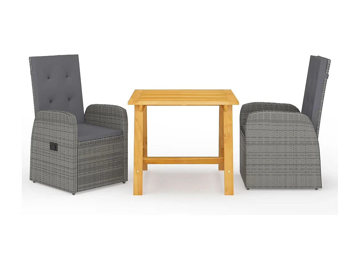 Conjunto de jantar de jardim móveis de exterior 3 peças cinza 02_0013611