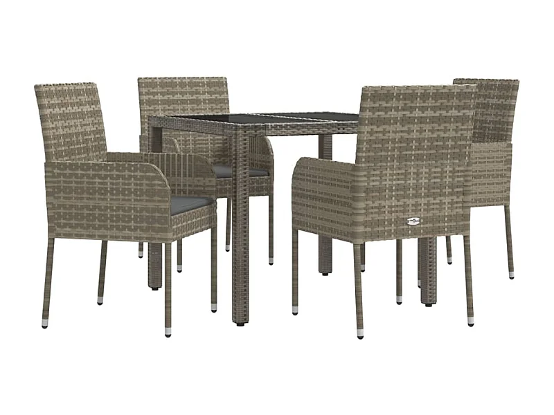 Conjunto de jantar de jardim para móveis de exterior de 5 peças com almofadas cinza 02_0013725