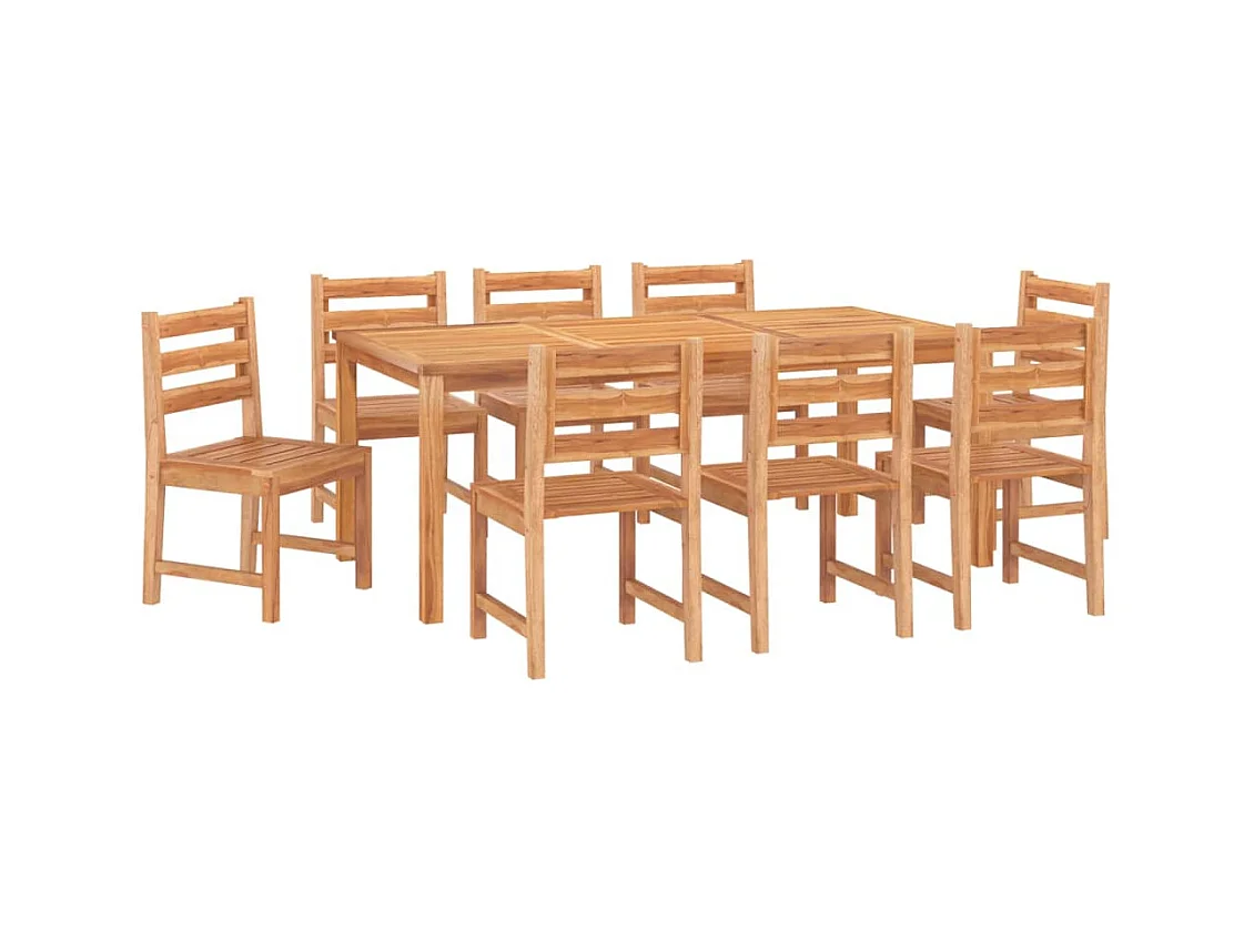 Móveis de jardim conjunto de jantar móveis de exterior 9 peças madeira maciça de teca 02_0014395