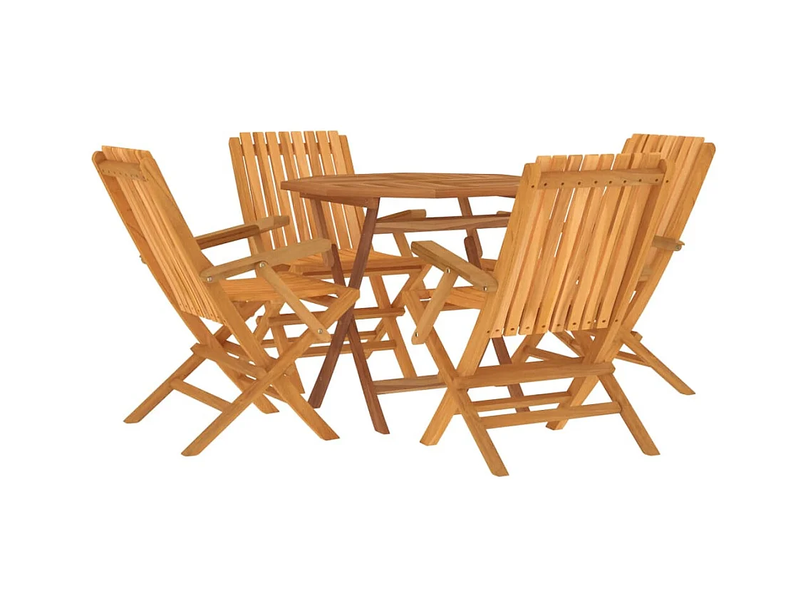 Set da pranzo per mobili da giardino mobili da esterno 5 pezzi in legno massello di teak 02_0014304