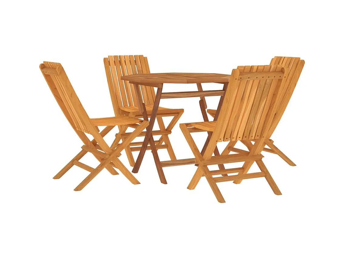 Set da pranzo per mobili da giardino mobili da esterno 5 pezzi in legno massello di teak 02_0014294
