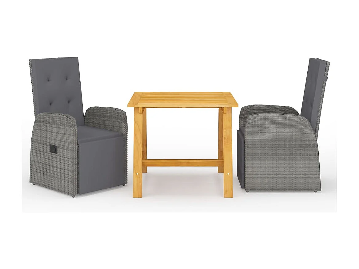 Conjunto de jantar de jardim móveis de exterior 3 peças cinza 02_0013617