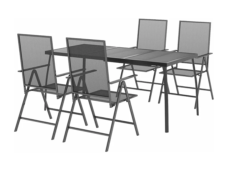 Conjunto de jantar de jardim móveis de exterior 5 peças em aço antracite 02_0013707