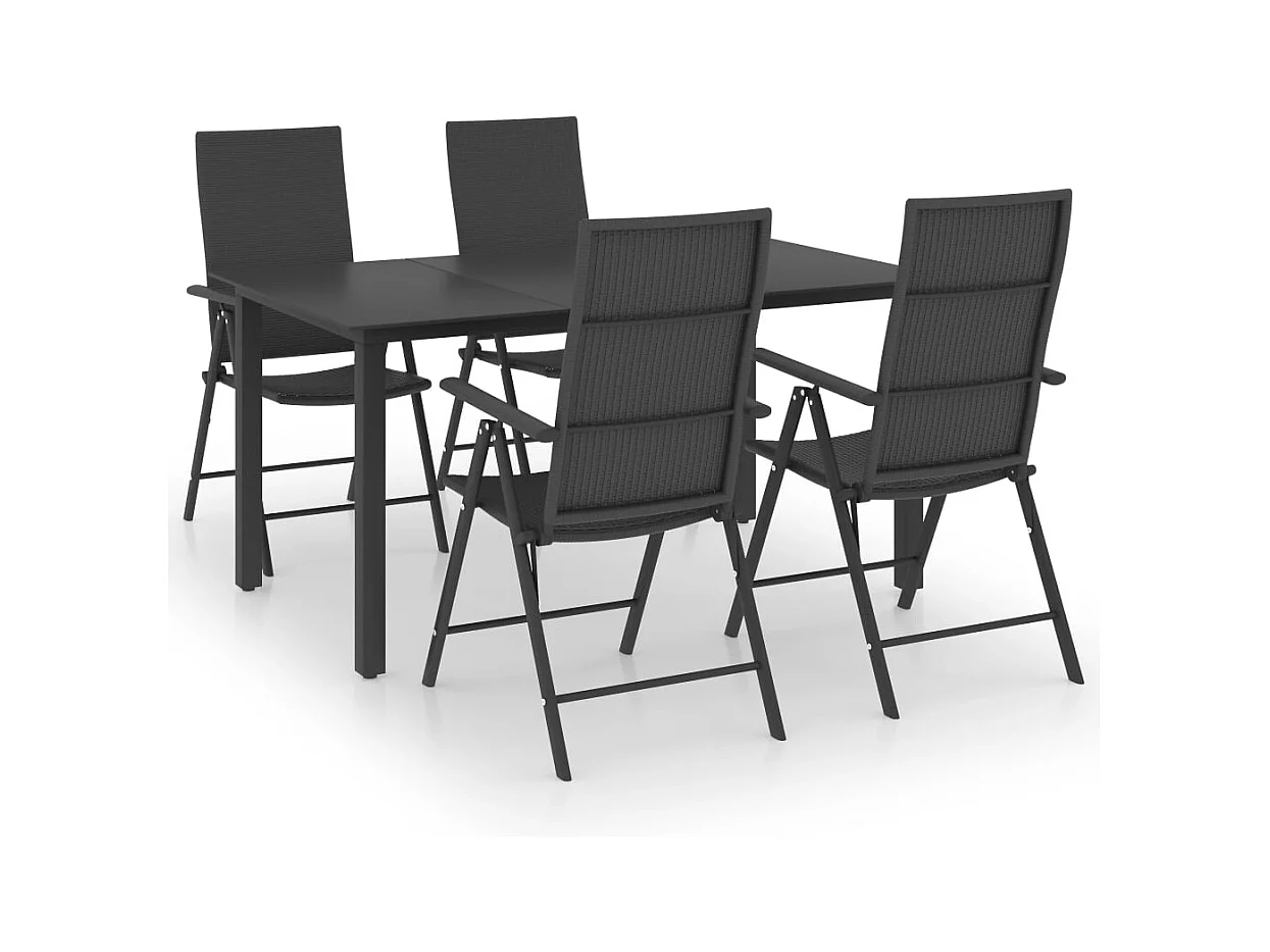 Set da pranzo da giardino mobili da esterno 5 pezzi nero 02_0013838