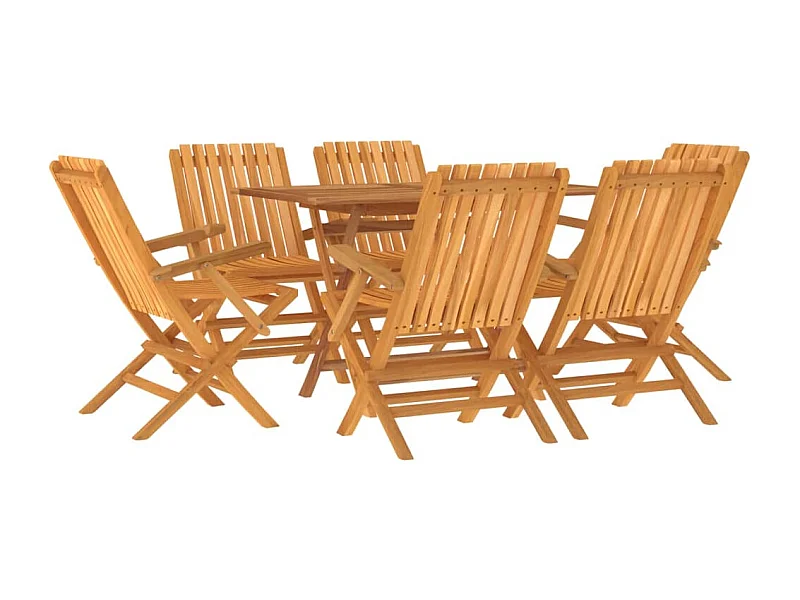 Set da pranzo per mobili da giardino mobili da esterno 7 pezzi in legno massello di teak 02_0014346