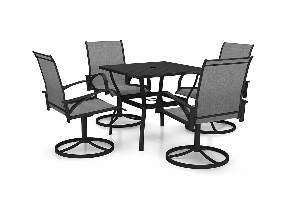 Set da pranzo da giardino arredo esterno 5 pezzi tessiline e acciaio 02_0013910