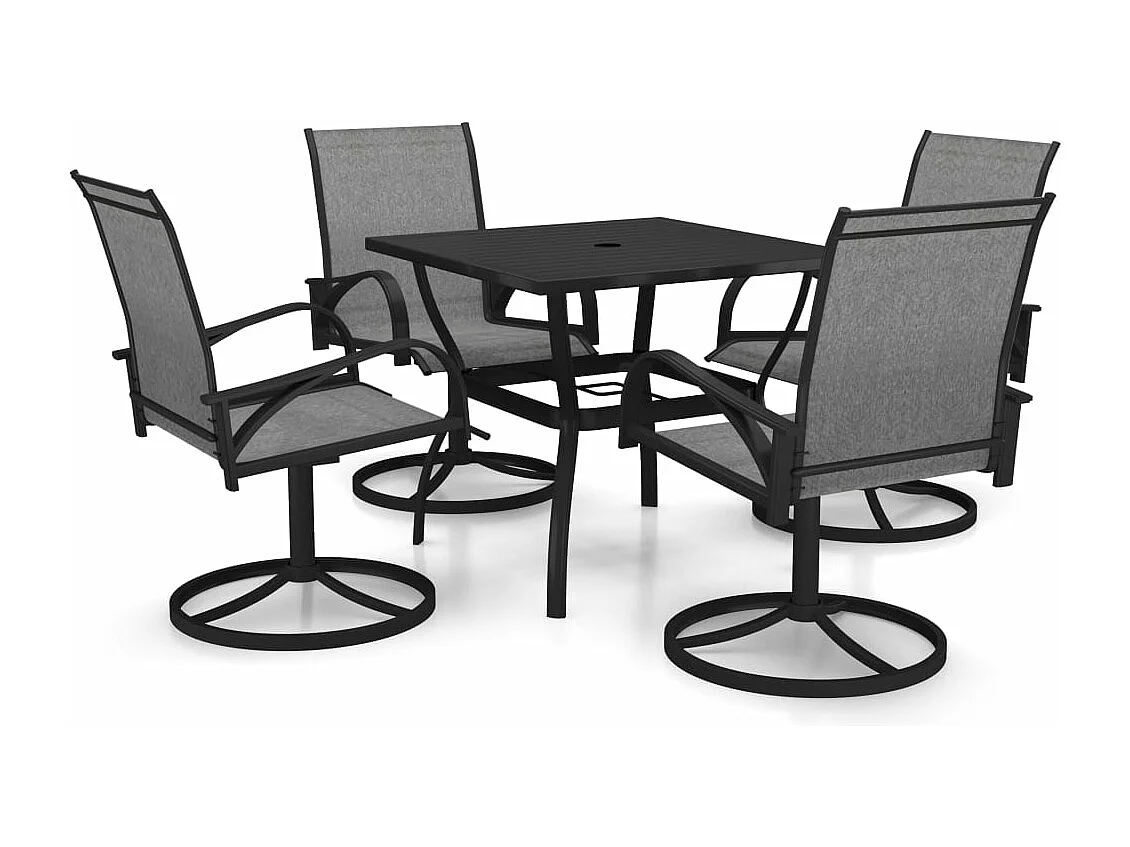 Conjunto de jantar de jardim móveis de exterior 5 peças em têxtil e aço 02_0013910