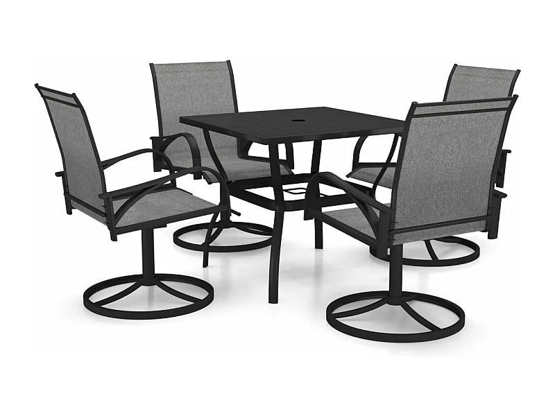 Juego de comedor de jardín muebles de exterior 5 piezas textileno y acero 02_0013910