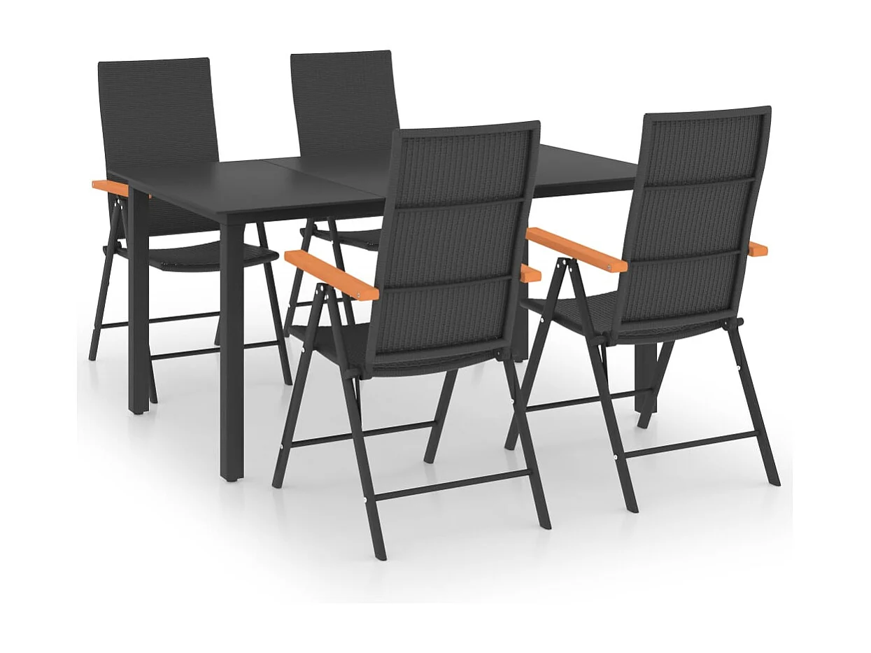 Juego de comedor de jardín muebles de exterior 5 piezas negro y marrón 02_0013905