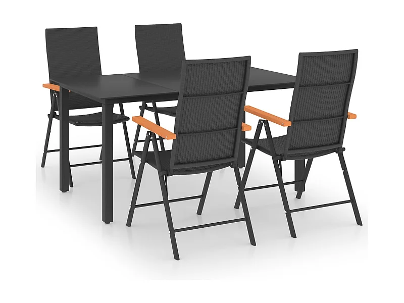 Juego de comedor de jardín muebles de exterior 5 piezas negro y marrón 02_0013905