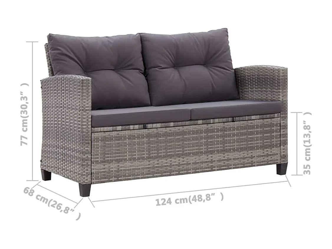 Conjunto de comedor para muebles de jardín, muebles de exterior de 3 piezas y cojines de resina tejida en gris 02_0014270
