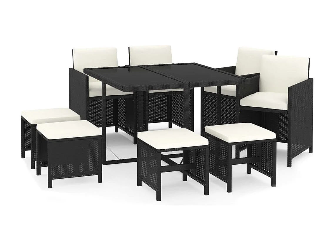 Muebles de comedor muebles de jardín y cojines 9 piezas resina tejida negra 02_0014917