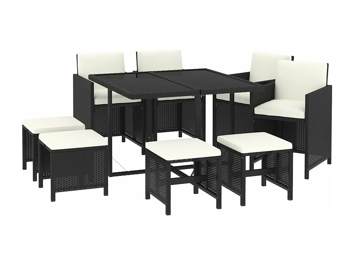 Muebles de comedor muebles de jardín y cojines 9 piezas resina tejida negra 02_0014917