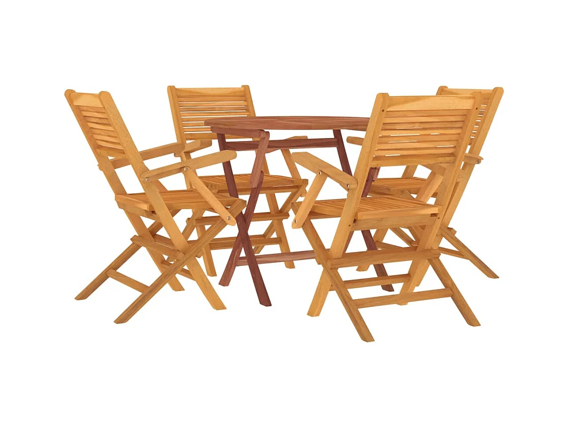 Set da pranzo per mobili da giardino mobili da esterno 5 pezzi in legno massello di teak 02_0014303