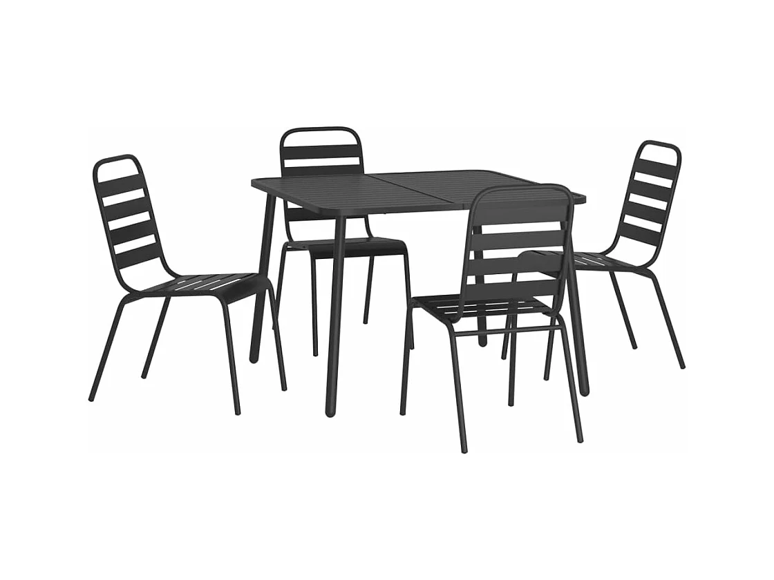 Set da pranzo da giardino mobili da esterno 5 pezzi acciaio antracite 02_0013709