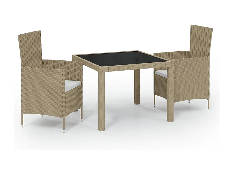 Mobili da pranzo mobili da giardino 3 pezzi cuscini in resina intrecciata beige 02_0014749