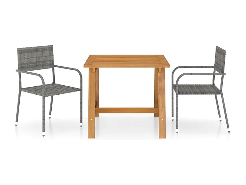 Juego de comedor de jardín muebles de exterior 3 piezas gris 02_0013609