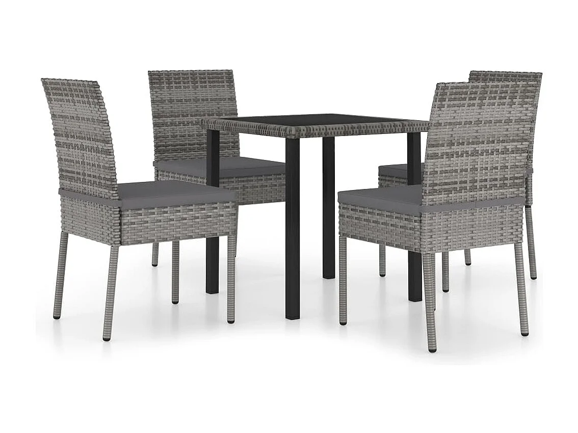 Set da pranzo da giardino mobili da esterno 5 pezzi in resina midollino grigio 02_0013907