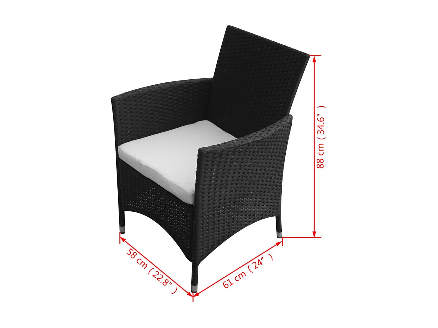 Mobilier à dîner salon résine noire 58 x 61 x 88 cm 02_0014845