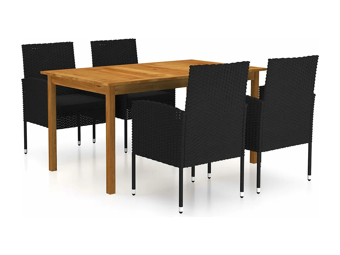 Juego de comedor de jardín muebles de exterior 5 piezas negro 02_0013862