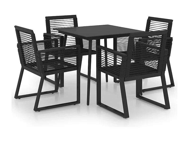 Conjunto de jantar móveis de jardim móveis de exterior 5 peças rattan PVC preto 02_0014228