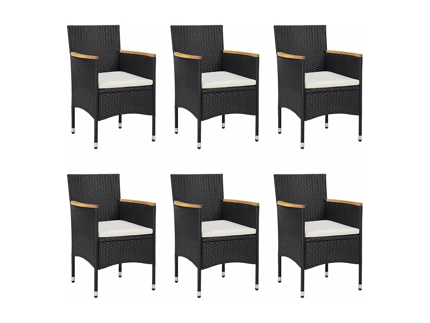 Set da pranzo da giardino mobili da esterno 7 pezzi in resina midollino nero 02_0014057