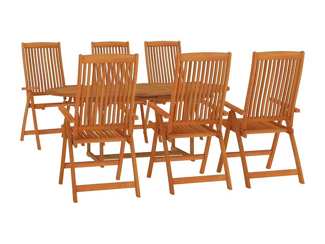 Set da pranzo per mobili da giardino mobili da esterno 7 pezzi in legno massello di eucalipto 02_0014340