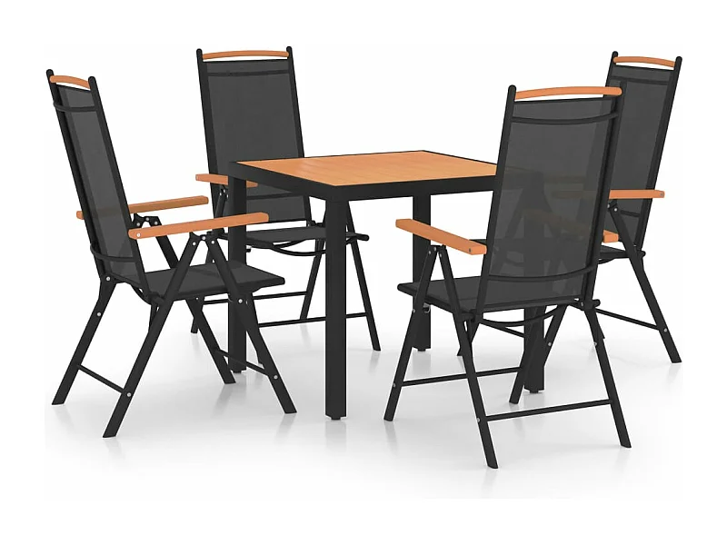 Conjunto de jantar de jardim móveis de exterior 5 peças alumínio preto 02_0013698