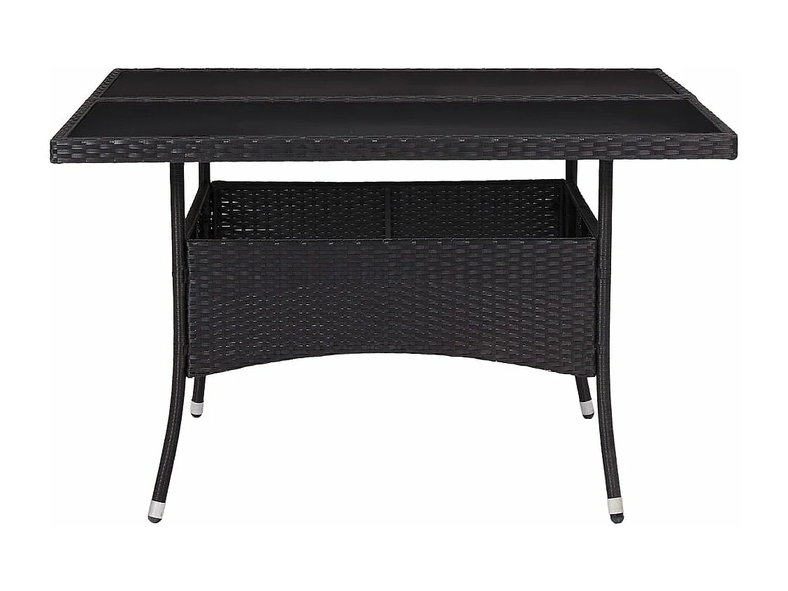 Juego de comedor muebles de jardín muebles de exterior 9 piezas resina tejida y vidrio negro 02_0014407