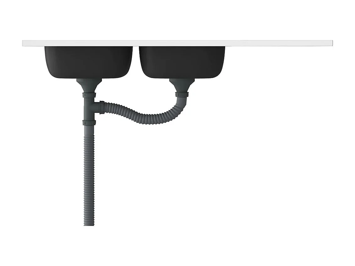 Pia de cozinha com pia dupla, pia de cozinha sob a montagem, interior da casa, prata 120 x 50 cm, aço inoxidável 02_0002433