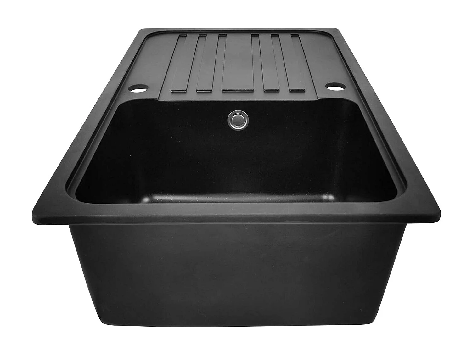 Fregadero de granito con 1 seno y escurridor 76 x 46 cm para empotrar o bajo encimera color a elegir fregadero negro equipamiento de cocina 01_0000188