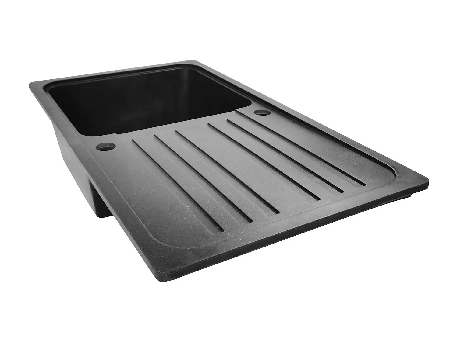 Fregadero de granito con 1 seno y escurridor 76 x 46 cm para empotrar o bajo encimera color a elegir fregadero negro equipamiento de cocina 01_0000188