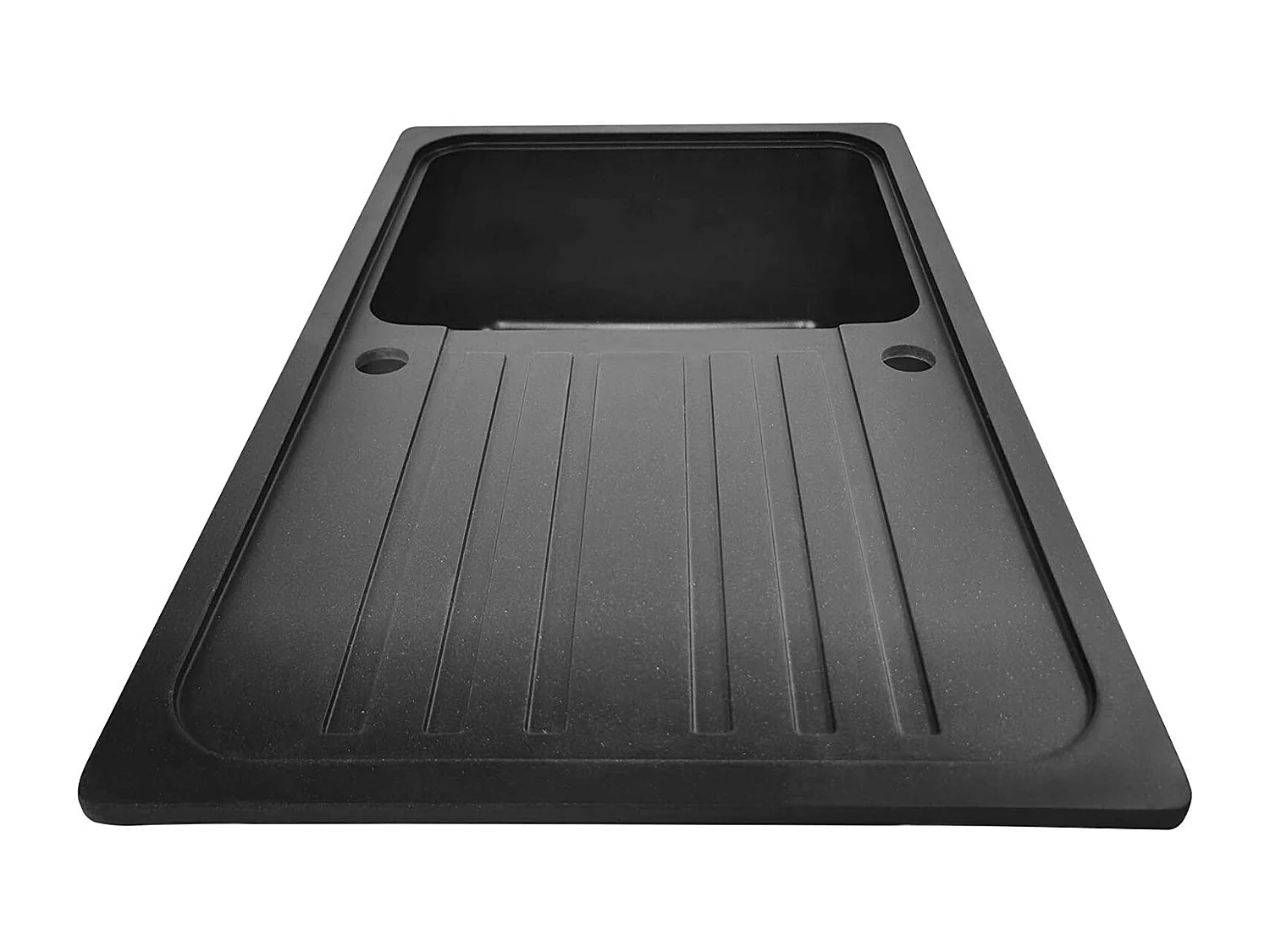 Fregadero de granito con 1 seno y escurridor 76 x 46 cm para empotrar o bajo encimera color a elegir fregadero negro equipamiento de cocina 01_0000188