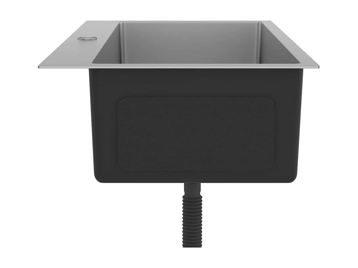 Lavello da cucina fatto a mano lavello da bagno per interni installazione cucina 70 x 44 cm acciaio inox argento 02_0002465