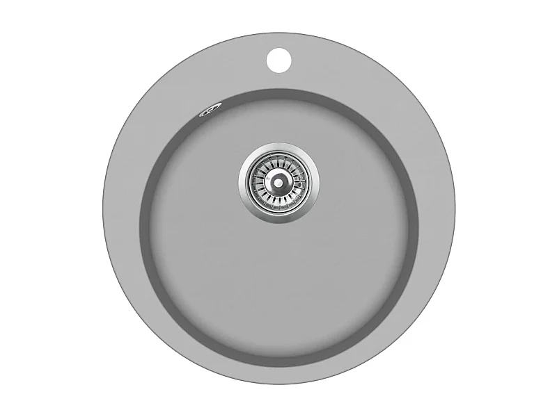 Fregadero de cocina de granito, seno individual, redondo, gris, decoración de la cocina del hogar 02_0002326