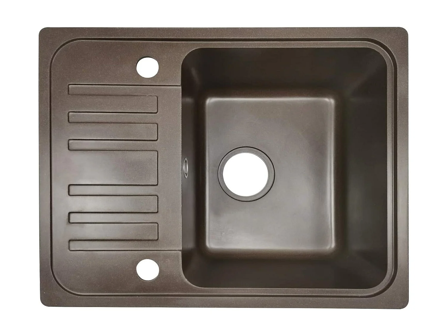 Fregadero de granito con 1 seno y escurridor 57 x 45 cm para fregadero de cocina empotrado o bajo encimera equipamiento de cocina marrón 01_0000191