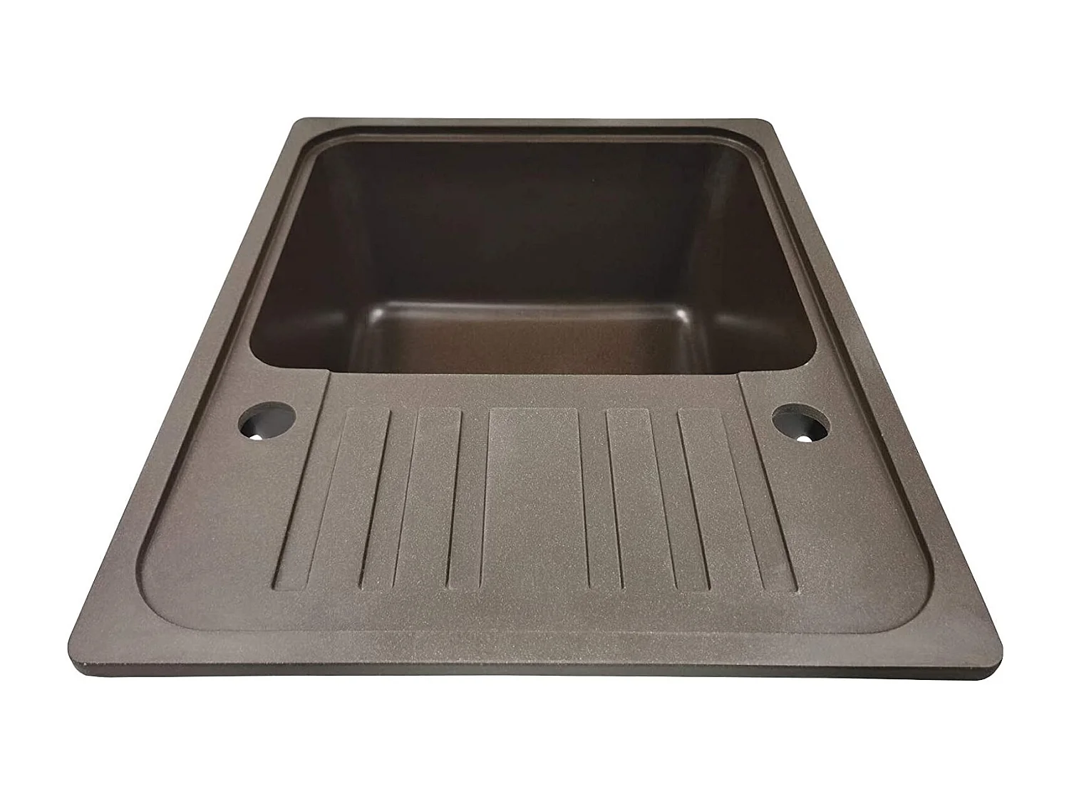 Fregadero de granito con 1 seno y escurridor 57 x 45 cm para fregadero de cocina empotrado o bajo encimera equipamiento de cocina marrón 01_0000191