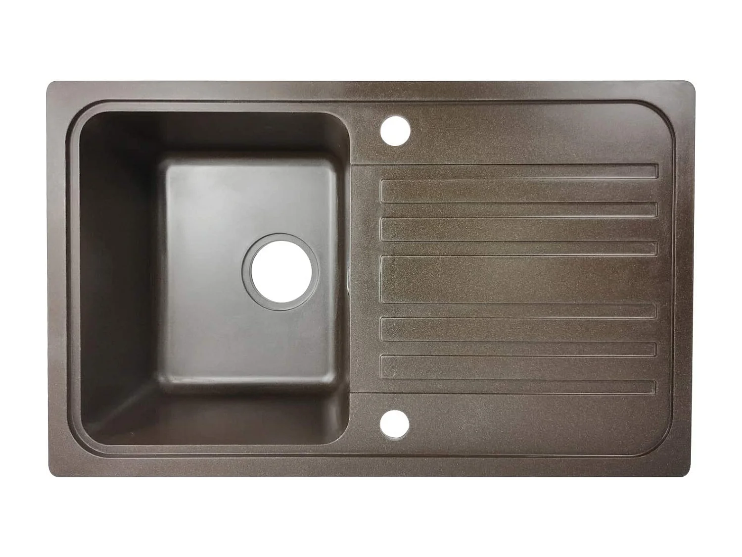 Fregadero de granito con 1 seno y escurridor 76 x 46 cm para fregadero de cocina empotrado o bajo encimera equipamiento de cocina marrón 01_0000186