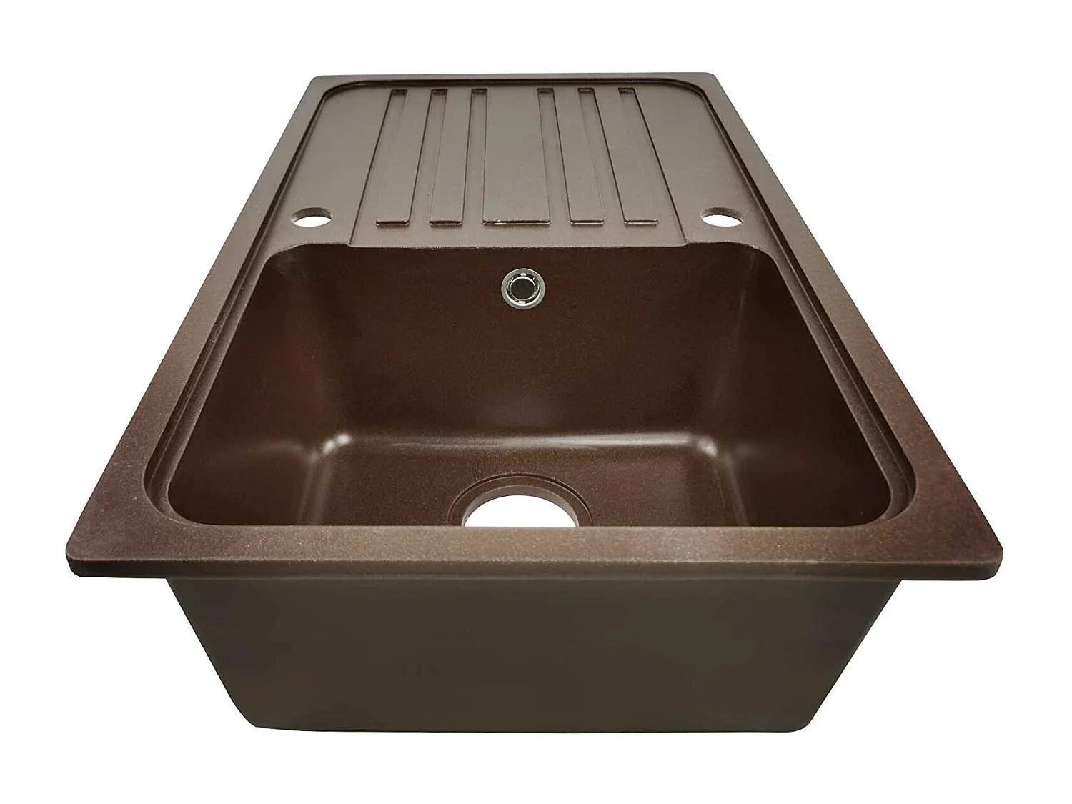 Fregadero de granito con 1 seno y escurridor 76 x 46 cm para fregadero de cocina empotrado o bajo encimera equipamiento de cocina marrón 01_0000186