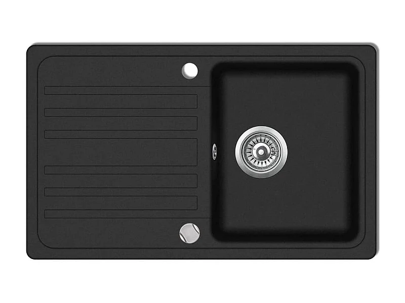 Lavello da cucina in granito Nero Scolapiatti reversibile Lavabo 02_0002304