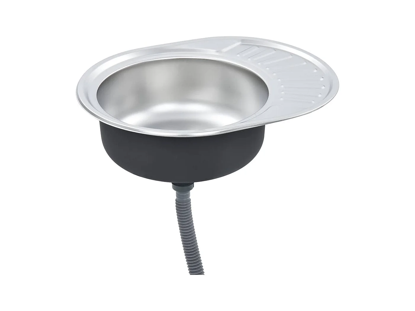Lavello da cucina con valvola e sifone lavello ovale lavello da incasso lavello da cucina interno casa acciaio inox resistente 02_0002357