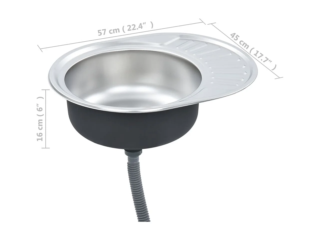 Fregadero de cocina con colador y sifón fregadero ovalado fregadero empotrado fregadero de cocina interior hogar resistente acero inoxidable 02_0002357