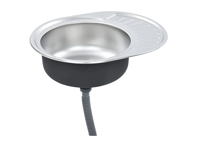 Fregadero de cocina con colador y sifón fregadero ovalado fregadero empotrado fregadero de cocina interior hogar resistente acero inoxidable 02_0002357