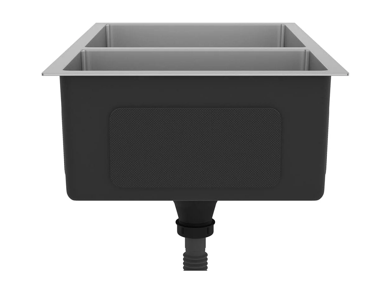 Fregadero de cocina Fregadero empotrado Interior de casa Montaje superior o inferior Resistente a arañazos e impactos 71,5 x 44 cm Acero inoxidable 02_0002477