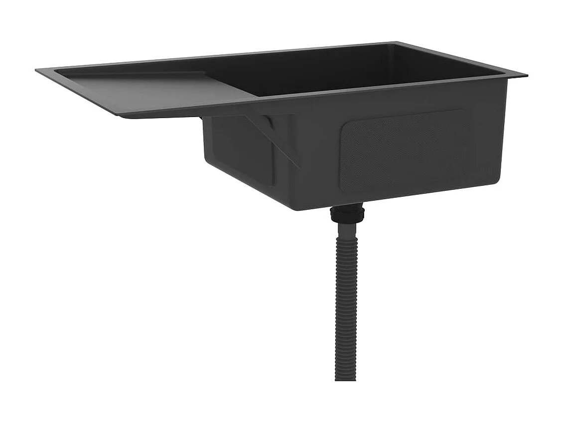 Pia de cozinha artesanal lavatório interior instalação de cozinha 75 x 44 cm aço inoxidável preto 02_0002470