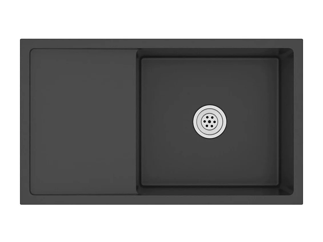 Pia de cozinha artesanal lavatório interior instalação de cozinha 75 x 44 cm aço inoxidável preto 02_0002470