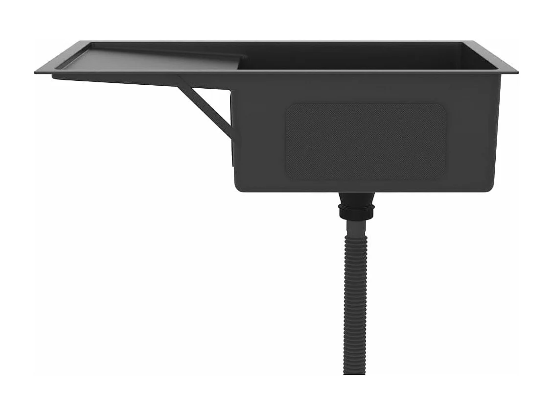 Pia de cozinha artesanal lavatório interior instalação de cozinha 75 x 44 cm aço inoxidável preto 02_0002470